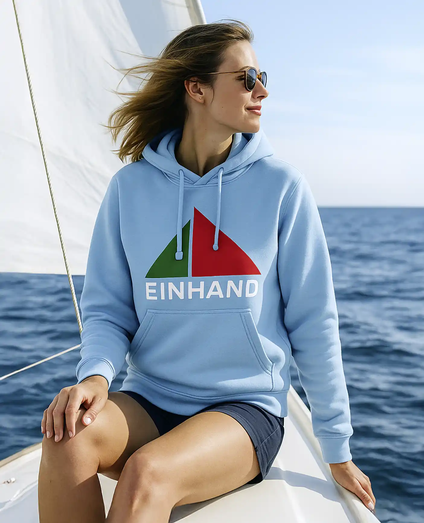 EINHAND Damen Hoodie Burgtiefe hellblau